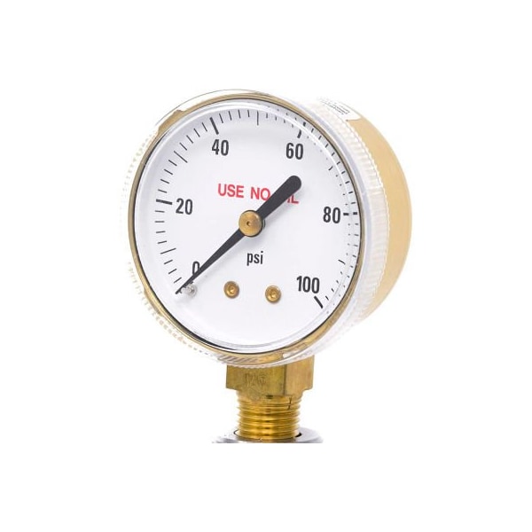 Engineered Specialty Products, Inc PIC Gauges 2" UNO Pressure Gauge, 1/4" NPT, Dry, 0/100 PSI, Lower Mount, 501D-UNO-204E 501D-UNO-204E - main